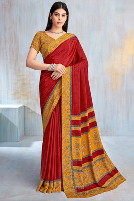 SainiVastra Printed Bollywood Crepe Saree(Red)