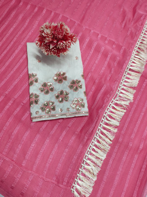 SHIVGANN Solid/Plain Bollywood Viscose Rayon Saree(Pink)