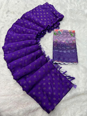 Ethina Fashion Dyed Bollywood Brasso Saree(Purple)