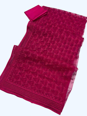 Aika Embroidered Bollywood Net Saree(Pink)