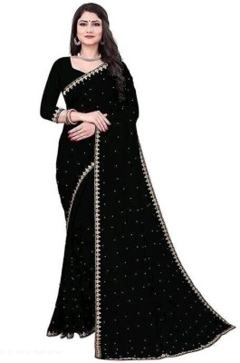 Aika Embroidered Bollywood Lycra Blend Saree(Black)