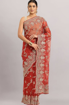 Yenic Graphic Print Bollywood Pure Silk Saree(Red)