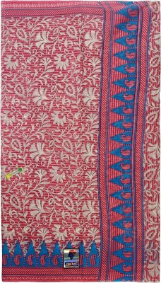 paul bastralaya Printed Daily Wear Cotton Blend Saree(Pink, Blue)