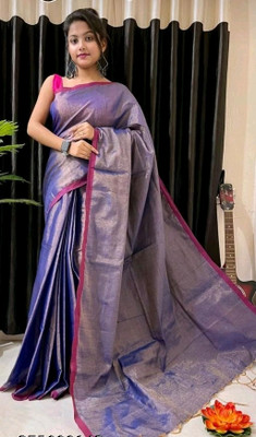 matri textile Woven Bollywood Tissue Saree(Purple)