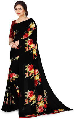 Dedkada Fab Floral Print Bollywood Georgette Saree(Black)