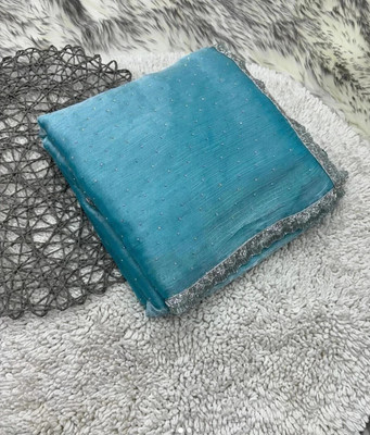 zili Self Design Bollywood Jimmy choo Saree(Light Blue)