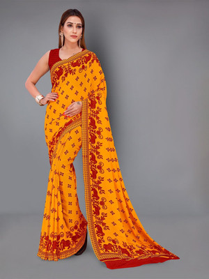 Moda Rapido Printed Daily Wear Georgette Saree(Red)