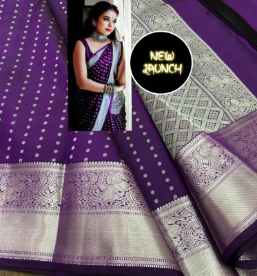 SHOPDROP Printed Kanjivaram Pure Silk Saree(Purple)