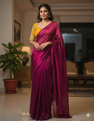 HouseOfCommon Embellished Bollywood Chiffon Saree(Purple)