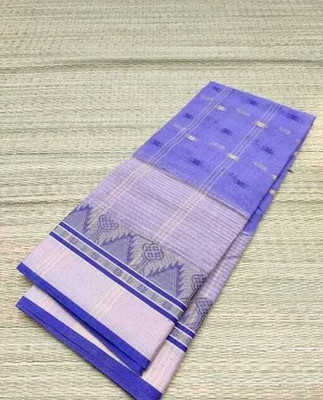 BiswasTextiles Self Design Tant Pure Cotton Saree(Light Blue)