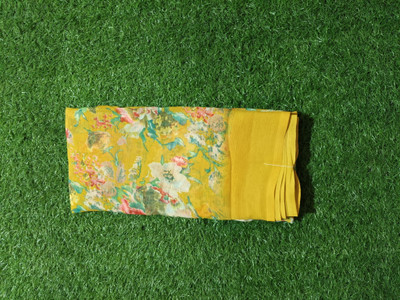 Shree Hari Floral Print Bollywood Georgette Saree(Yellow)