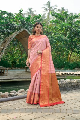 OFLINE SELECTION Woven Paithani Silk Blend Saree(Pink)