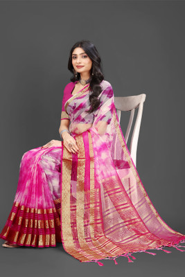 Aarunika AF Self Design Bollywood Organza Saree(Pink)