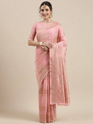 Divastri Woven Banarasi Linen Saree(Light Blue)