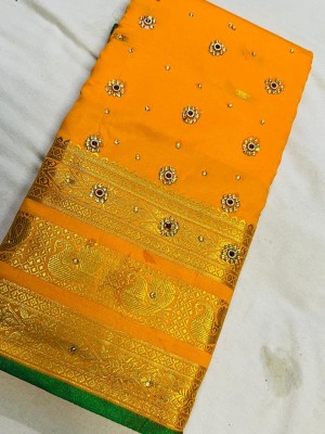 Abdullah Handloom Sarees Woven Handloom Art Silk Saree(Yellow, Green)