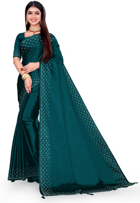 Looootnest Self Design, Solid/Plain Bollywood Satin Saree(Light Blue)