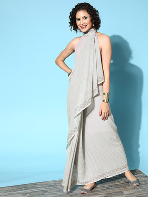 Divastri Embellished Bollywood Georgette Saree(Grey)