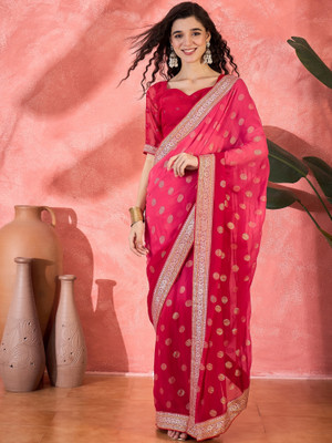 Dori Printed Bollywood Georgette Saree(Red)