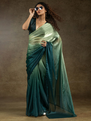 Divastri Ombre Bollywood Satin Saree(Light Green)