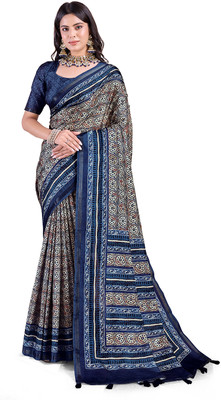 RekhaManiyar Printed Bollywood Silk Blend Saree(Pack of 2, Multicolor)