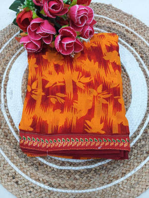 RIDDHICREATION Floral Print Daily Wear Georgette Saree(Red)