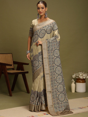 ANOUK Woven, Printed Hand Batik Satin, Silk Blend Saree(Multicolor)