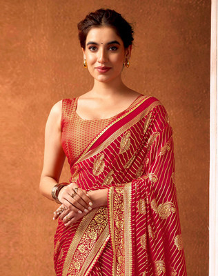 SIRIL Printed Kanjivaram Georgette Saree(Red)