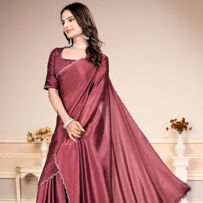 Infyshopy Fashions Solid/Plain, Self Design Bhagalpuri Georgette Saree(Pink)
