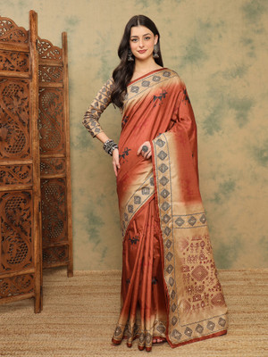 Sareemall Digital Print Banarasi Silk Blend Saree(Multicolor)