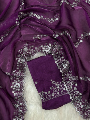 samu Embellished, Embroidered Bollywood Jimmy choo Saree(Purple)