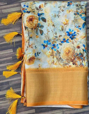 SHRINATHJI Self Design, Digital Print Daily Wear Cotton Silk, Dupion Silk Saree(Orange)