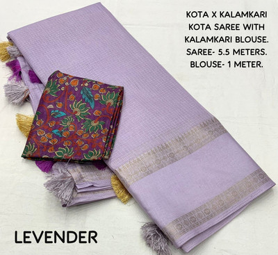 Dhanlaxmi CreationLLP Dyed Kota Doria Cotton Linen Saree(Purple)