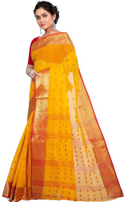 BRISHTI CREATION Woven Tant Cotton Blend Saree(Yellow)