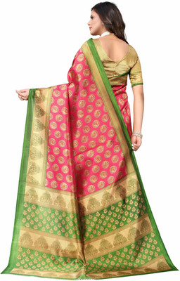 Suntex Floral Print Bollywood Net Saree(Pink)
