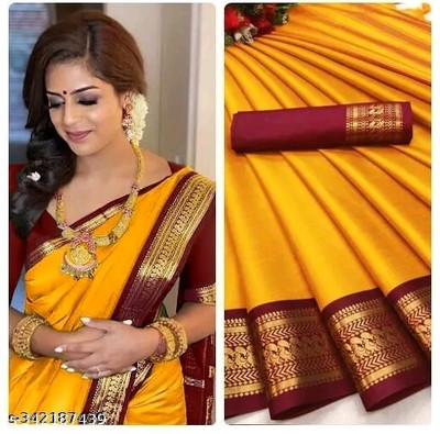 riddhi shivaay feb Woven Banarasi Cotton Silk Saree(Red)