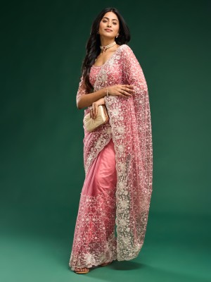 KASEE Embroidered Bollywood Net Saree(Pink)