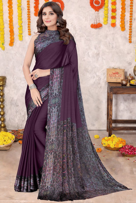 MIRCHI FASHION Printed, Striped Leheria Chiffon, Georgette Saree(Magenta, Black, Multicolor)