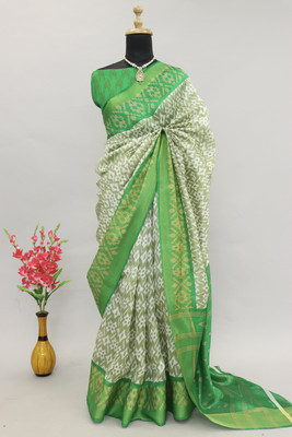 Kjs Self Design Pochampally Cotton Silk Saree(Multicolor)