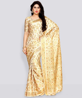 MIMOSA Self Design Kanjivaram Art Silk Saree(Gold)