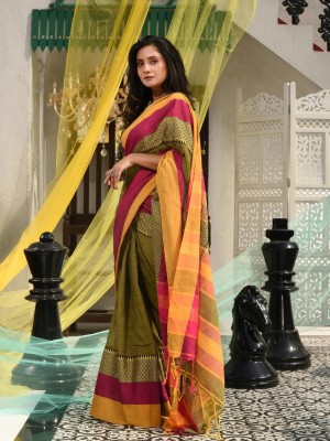 Anjali textile Printed Bollywood Pure Cotton Saree(Multicolor)