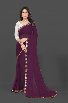 Manan Creation Embellished Bollywood Georgette, Chiffon Saree(Purple)