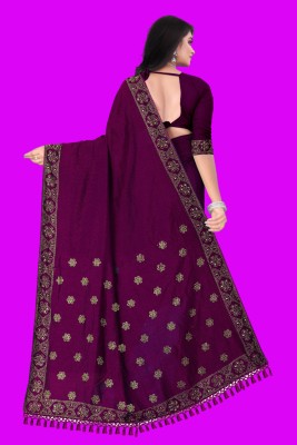 SHIVAYFAB Woven Mysore Chiffon, Lace Saree(Purple)