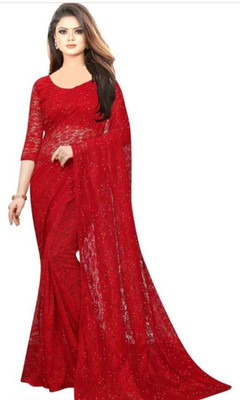 Suntex Self Design Bollywood Net Saree(Red)
