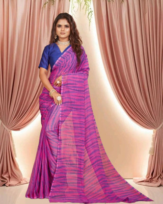 Jayu Striped Bollywood Georgette Saree(Purple)