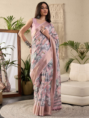 Sareemall Digital Print Chinnalapattu Cotton Blend Saree(Gold)