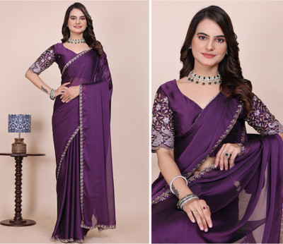K 5 FASHION Embellished Bollywood Georgette Saree(Purple)