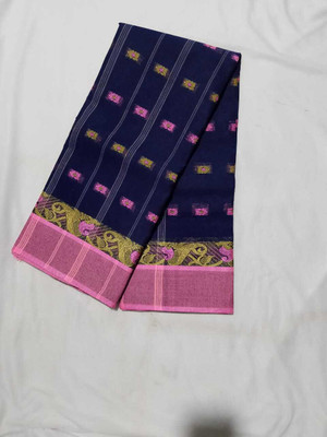 Sudipa Printed Tant Cotton Blend Saree(Dark Blue)