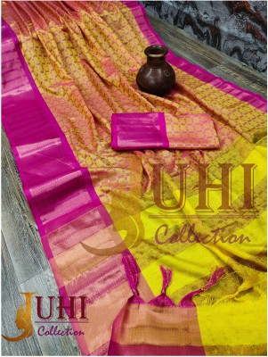 Juhi Collection Woven Dharmavaram Jacquard, Cotton Silk Saree(Multicolor)