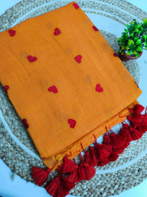 SP Boutique Self Design Handloom Cotton Silk Saree(Orange)