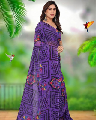 Jayu Digital Print Daily Wear Georgette Saree(Purple)